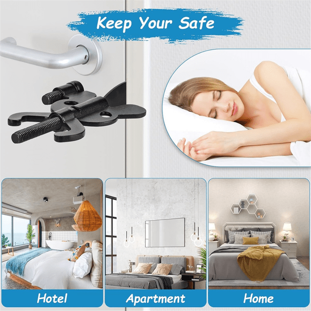 Portable Door Lock for Travel, Hotel Door Lock, Home Security, Door Lock Security, 1 Pack