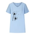 thumbnail image 4 of Sakmal Blue Plus Size Tops for Women Short Sleeve Floral V-Neck T-Shirts Womens Shirts, 4 of 4