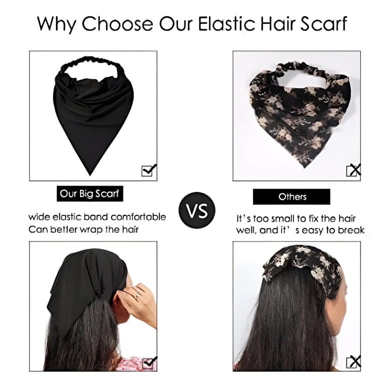 6 Pack Pre-Tied Triangle Hair Scarves with Clips Non Slip Headband Amazon.com : HBselect 4PCS Bandanas for Women Triangle Head  main image 4