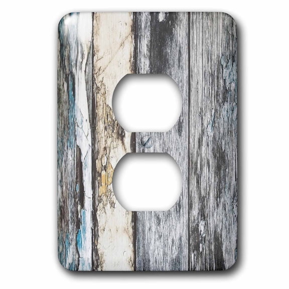 3dRose, Image of Aged Rustic Gray And Aqua Wooden Fence, 2 plug outlet cover