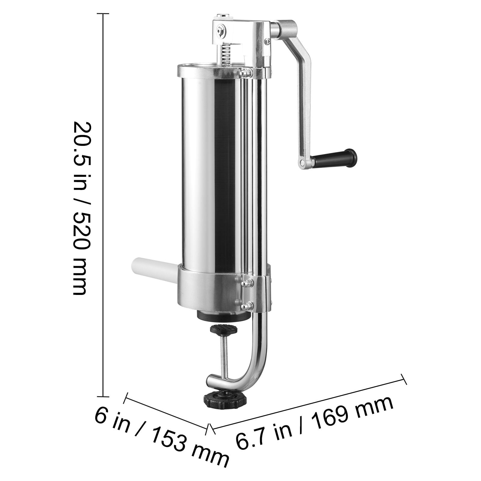 Sausage Stuffer 5 lbs Capacity, 304 Stainless Steel, 3 Filling Tubes, Suction Base, Air Release Valve for Home Commercial Use