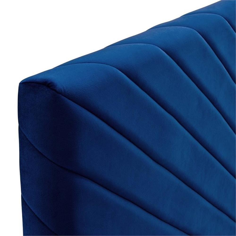 Pemberly Row Angular Channel Tufted Velvet Full/Queen Headboard in Navy
