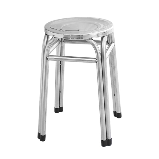 Taburete apilable sin respaldo, portátil, antideslizante, resistente, industrial, redondo, de acero inoxidable, para bar, aula, comedor, interior.