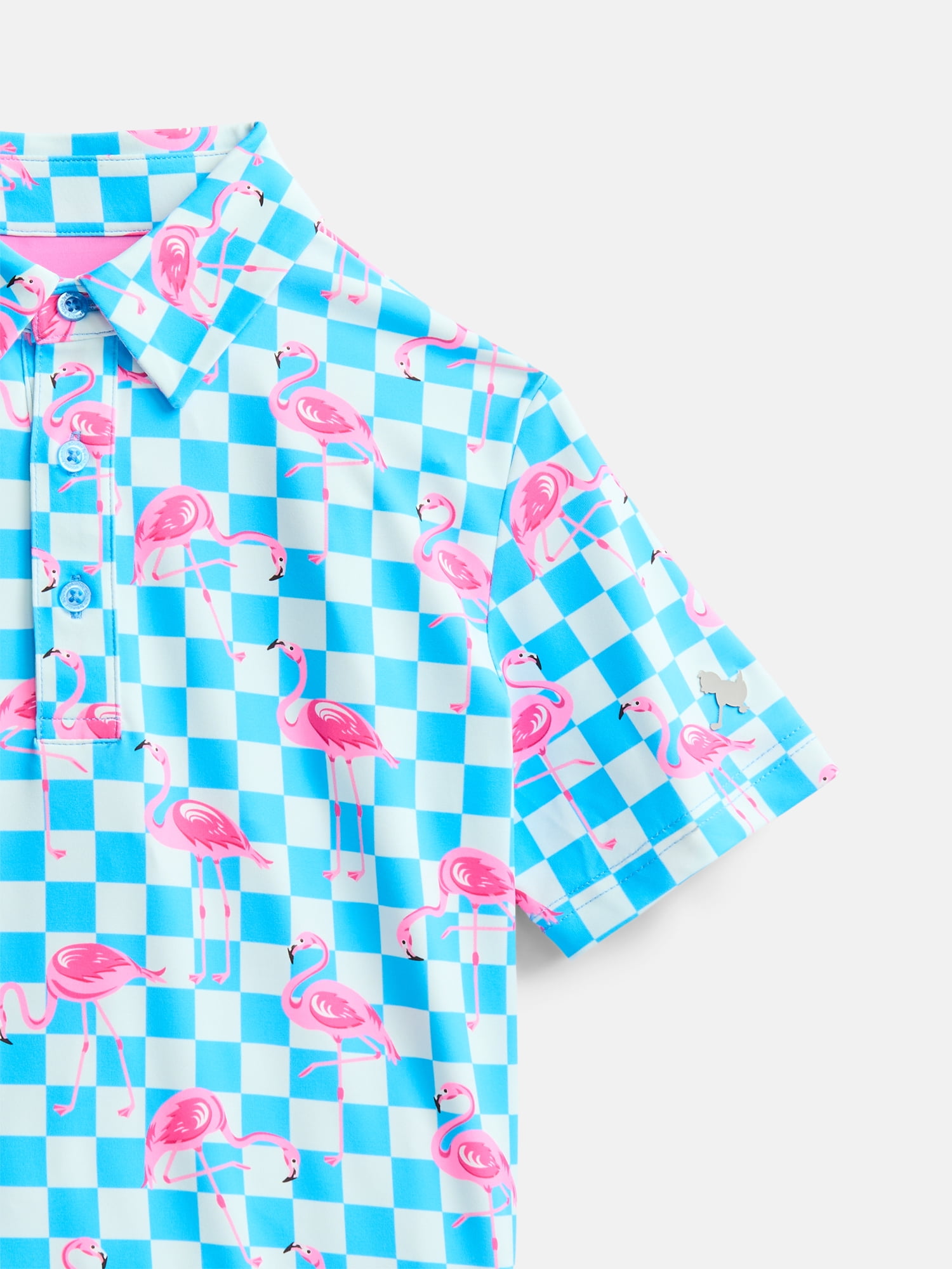 Birdie Bound Boys Checkerboard Flamingo Polo Shirt, Sizes 4-16