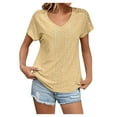 thumbnail image 1 of Womens Blouses Summer Casual Cap Short Sleeve Tops Basic Textured Solid Color Round Neck T Shirts Blouse, 1 of 7
