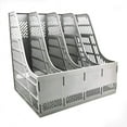 thumbnail image 3 of SAYEEC Desktop Magazine Holder Desk File Organizer 4 Compartments Vertical File Dividers Book Holder Frames Document Cabinet Rack Storage Organizer Box for Home Office School, 3 of 7
