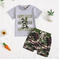 thumbnail image 2 of Kaprioy My First Easter Baby Boy Outfit Boys Eeaster Outfit Christian Easter T-Shirts Camo Bunny Tee Top With Camouflage Elastic Drawstring Shorts Summer Outfit, 2 of 5