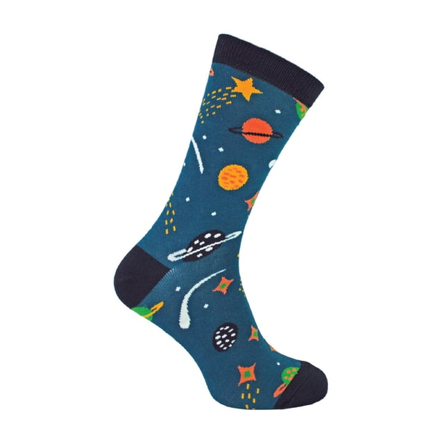Mens Solar System Space Socks | Mr Heron | Novelty Stars Galaxy Planets Patterned Bamboo Socks