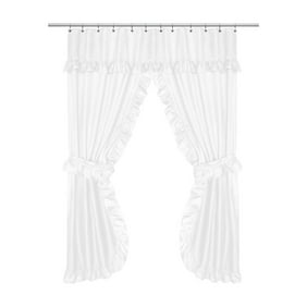 Lauren Double Swag Peva Fabric Shower Curtain With Tie Backs
