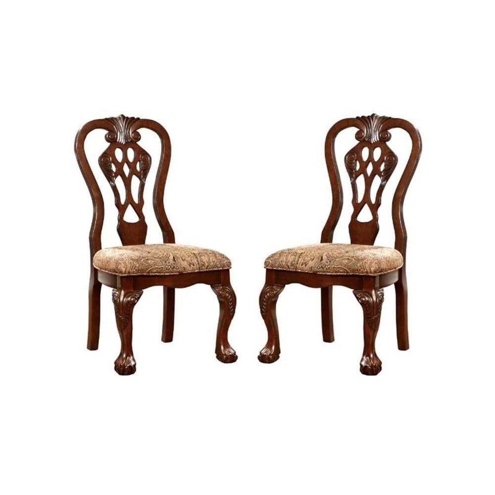 Wilson Traditional Wood Padded Dining Chair in Brown Cherry Set of 4