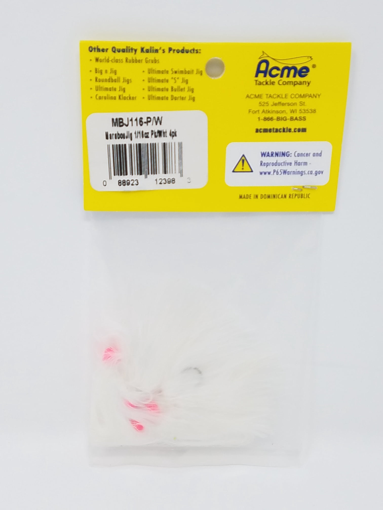 Kalin's Marabou Soft Plastic Fish Bait Jig, Pink White, 1/16 oz., Freshwater, Lake