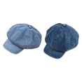 thumbnail image 1 of Sombrero de mezclilla Newsboy de 2 piezas para mujeres y niñas, sombrero con visera Vintage suave, 8 paneles, sombrero de , sombrero octogonal, 1 of 8