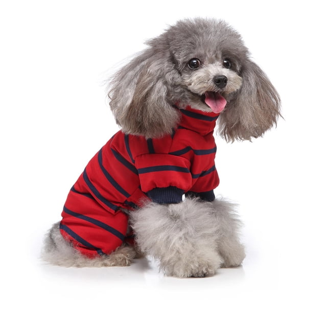Pyjama Léger Extensible pour Chien à Rayures Rouges Bleues, Facile à Enfiler et à Enlever