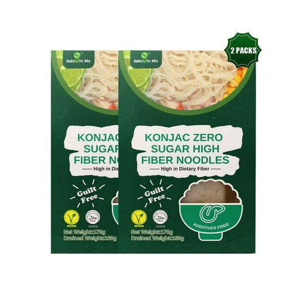 Ketoslim Mo Shirataki Konjac (Konnyaku) Noodles 2 Pack – Keto, Vegan, Paleo, Low Carb, High Fiber & Gluten-Free Noodle Alternative, Zero Sugar