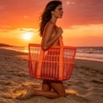 thumbnail image 6 of Women mesh beach bag Large foldable toys pool shoulder bag Vacation tote bag with zipper pocket for picnic, 6 of 6