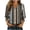 Brown, variant on YUGYXL Summer Tops for Women Trendy Ruffle Cuffs 3/4 Sleeve Shirts Button Down V Neck Blouse Boho Floral Print T-Shirts Navy S