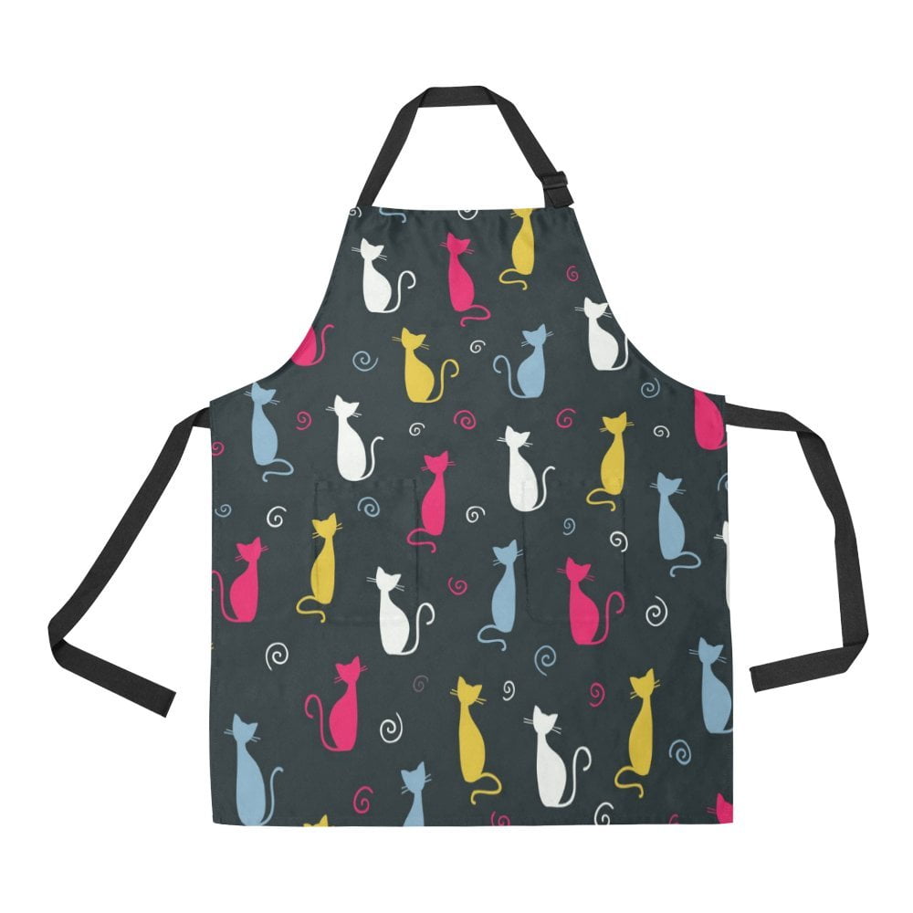 HATIART Cute Cats Apron BBQ Aprons Kitchen Aprons With Two Pockets For