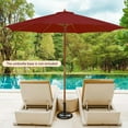 thumbnail image 4 of Costway 10FT Patio Wooden Market Table Umbrella Pulley with 8 Bamboo Ribs Sunshade Canopy Wine, 4 of 9