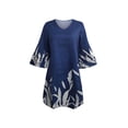 thumbnail image 2 of VISgogo Vestido de Manga 3/4 para Mujer con Estampado de Flores, Cuello en V Decoración de Volantes Ropa de Verano VISgogo  moda, 2 of 5