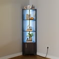 thumbnail image 2 of 5-Tier Black LED Corner Shelf with Adjustable Brightness – Modern Space-Saving Wall Mounted Bookshelf with Doors & Metal Frame – Lighted Display Organizer for Living Room, Bedroom, Kitchen, Office, 2 of 8
