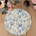 thumbnail image 3 of Coastal Nautical Round 15 Inch Placemats Set of 8, Beach Ocean Starfish Seashells Coral HeatResistant Non Slip Place Mats for Dining Table, Wipeable Braided Kitchen Table Mats for Housewarming, 3 of 9