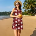 thumbnail image 3 of Fotbe Snowflake red plaid Vestido de Verano sin Mangas para Mujer – Vestido Midi Línea A, Estilo Camiseta Floral, Vestido Playero Casual y Fluido, 3 of 7