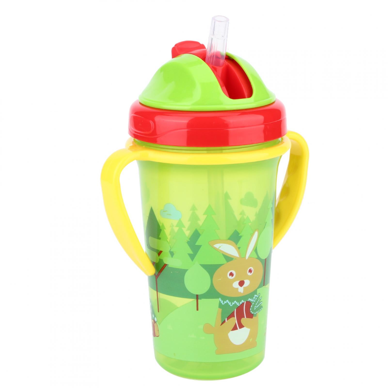 New Cute Cartoon Children Straw Plastic Cup Popular Handle Baby Sippy Cup Mxt 