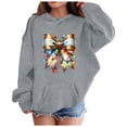 thumbnail image 2 of Coerni Girls Christmas Hooded Pullover Boys Cotton Lights Bow Print Hoodie Sweater Kids Oversize Long Sleeve Sweatshirt, 2 of 4