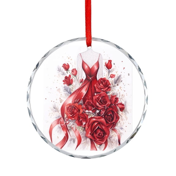 Ornament Sweet 16 Red Dress Flowers Hanging Ornament Personalized Girly Girl Holiday Present Ideas