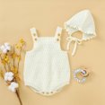 thumbnail image 2 of Musuos 2 Pcs Baby's Sleeveless Knitted Vest Romper, Solid Color Lace-up Hat, 2 of 5