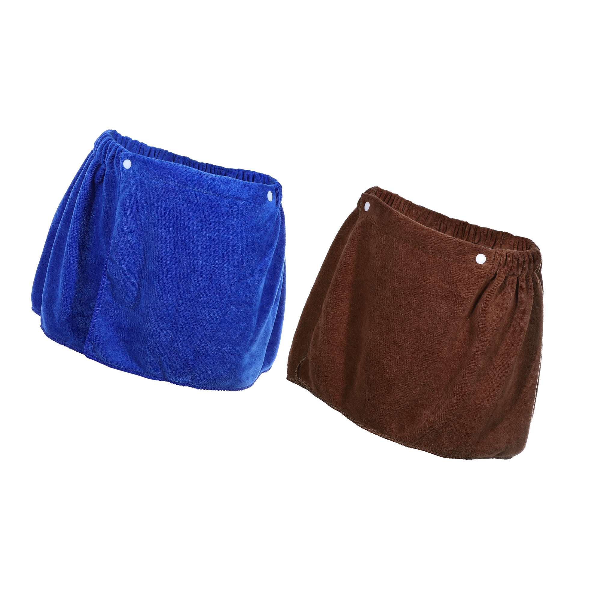 Vocoste 2 Pcs Men's Bath Wrap Towel, Body Wrap for Shower Spa, Adjustable Robes 30x140cm Blue Brown