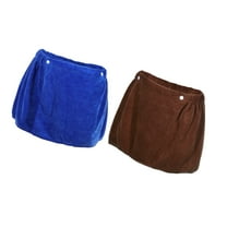 Vocoste 2 Pcs Men's Bath Wrap Towel, Body Wrap for Shower Spa, Adjustable Robes 30x140cm Blue Brown