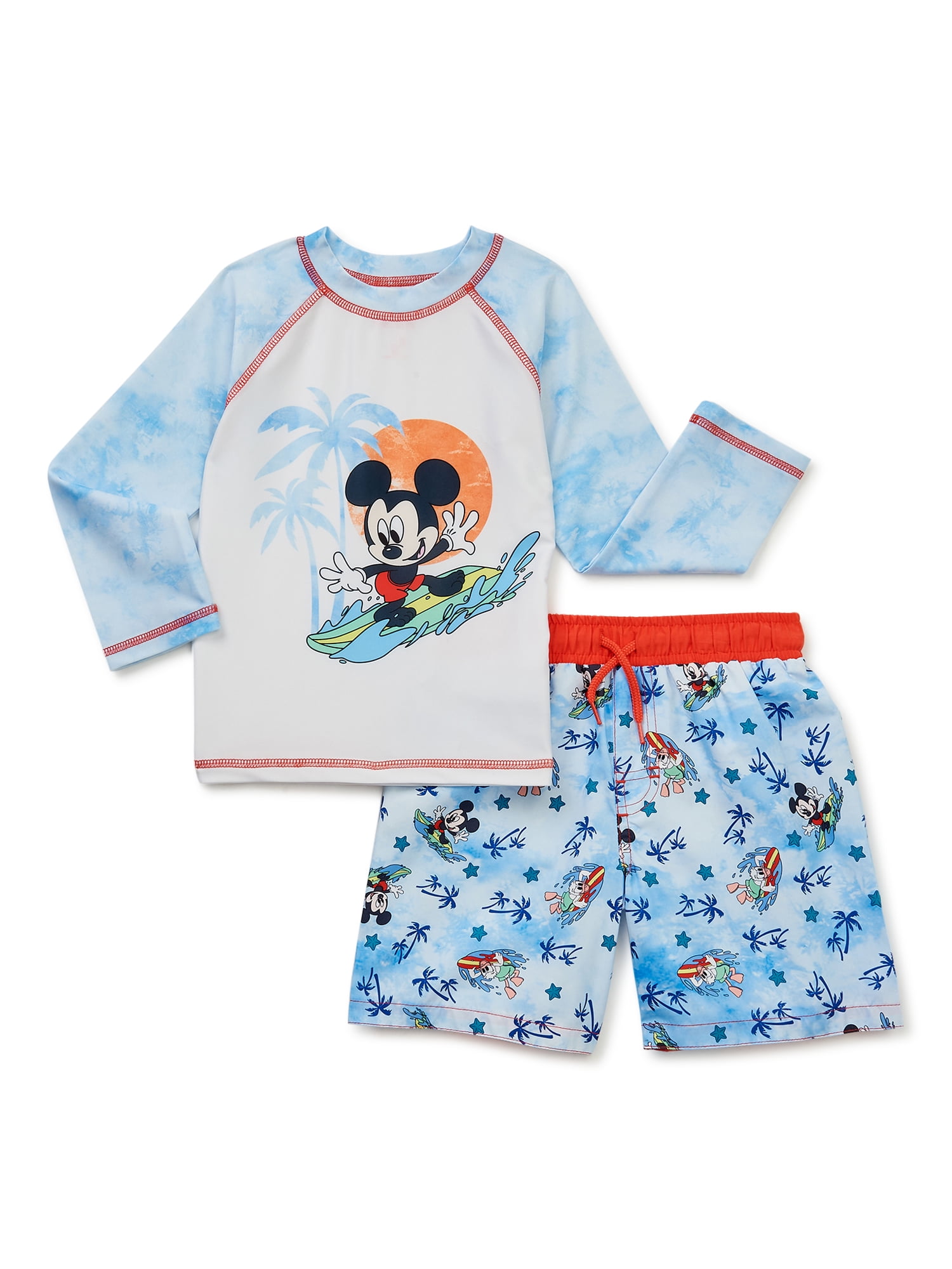 Toddler Boy Disney Mickey Mouse Rash Guard Swimsuit Set By Jumping ...