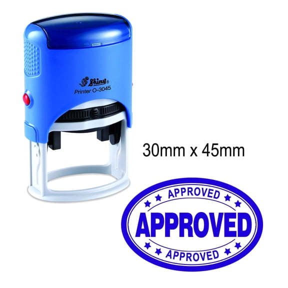 APPROVED Oval Rubber Stamp With Text Personalized Shiny Self Inking Rubber Stamp 30mm x 45mm