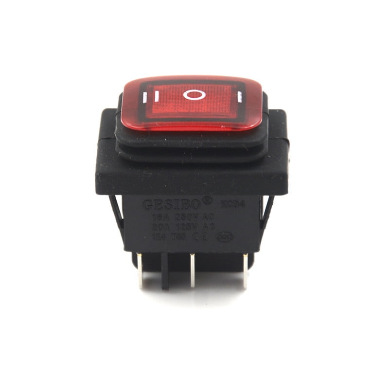 Red 3 Position 6Pin DC 12V Waterproof Car Boat LED Rocker Switch Latching YJ 