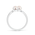 thumbnail image 2 of ANGARA Double Japanese Akoya Cultured Pearl Ring with Diamond Accents in 14K White Gold for Women | June Birthstone, Birthday, Anniversary, Jewelry Gift for Women | Pearl Ring, 2 of 7