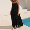 thumbnail image 5 of Puntoco Summer Dresses for Womens Summer Loose Dress Strap Beach Long Maxi Summer Dresses for Women Black 12(XXL), 5 of 7