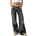 thumbnail image 2 of Endives Women's Wide Leg Jean Streetwear Casual Trendy Loose Straight Retro Denim Pants Fall Winter, 2 of 4