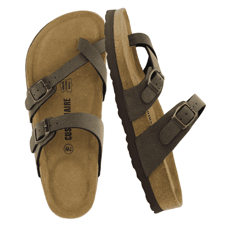 Cushionaire Luna Cork Footbed Sandals for Women – Comfortable Slip-On Women s Shoes with Genuine Suede Footbed & Arch Support | Slides for Women