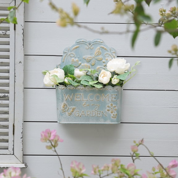 Rustic Metal Wall Planter for Outdoor/Indoor Plants, Fresh & Faux Flower,Farmhouse Wall Decor for Outside Porch Garden