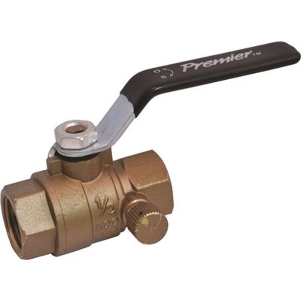 PREMIER FULL PORT BALL VALVE WITH DRAIN, THREADED, 3/4 IN. per 5 Each