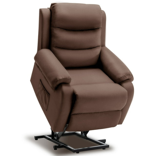 Korser Small Power Lift Recliner Chair for Elderly with Memory Function Linen for Living Room,Brown