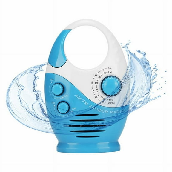 Waterproof Shower Radio, AM/FM Radio with Adjustable Volume Speakers, Portable Speakers Hook Handle