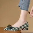 thumbnail image 4 of Zapatos de mujer de primavera y otoño 2024, versátiles, con punta puntiaguda y costuras, nuevos zapatos planos de moda, lazo de pata de gallo, tacones altos básicos, 4 of 5