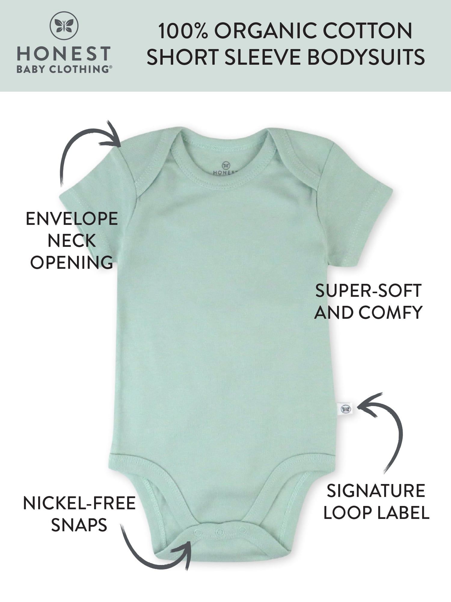 Honest Baby Clothing Baby Boy or Girl Gender Neutral Organic Cotton Short Sleeve Bodysuits, 3 Pack (Preemie-24 Months)