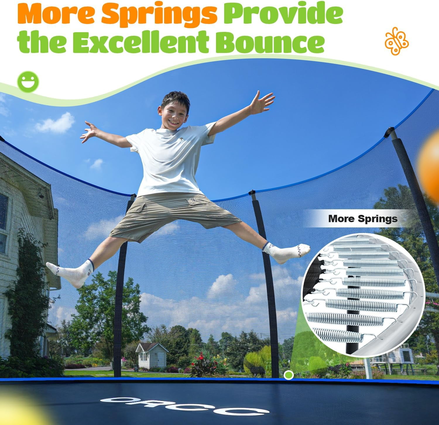 ORCC 1200LBS Weight Capacity Heavy-Duty Trampoline 16 15 14 12 10 8FT Outdoor Yard Trampolines for Kids Adults with Safety Enclosure
