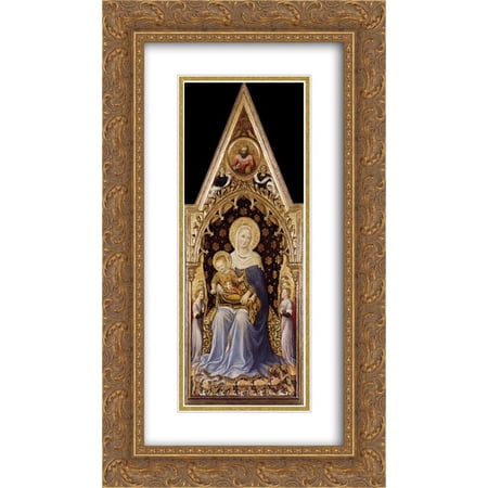 Gentile da Fabriano 2x Matted 14x24 Gold Ornate Framed Art Print 'Quaratesi Altarpiece, Virgin and Child'