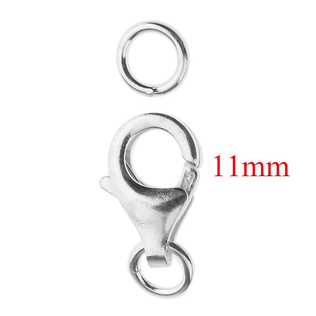 Milageto 3x 1 Piece Double Circle 925 Silver Lobster Clasp Closure Ring Jewelry Findings Crafts - Sliver, 11mm