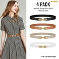 thumbnail image 3 of WHIPPY Women Elastic Skinny Belts with Gold Buckle Stretch Ladies Belts for Dresses, 3 of 10