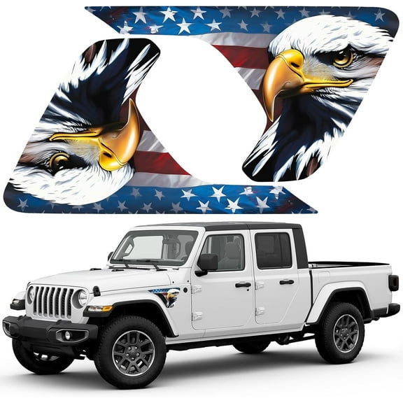 Side Fender Vent American Flag Vinyl Decal Fit for Jeep Wrangler 2018-2025 JL JLU & 2020-2028 Gladiator JT（G）